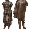 “Gros-René & Marinette” lot van 2 bronzen beeldjes, gesigneerd Leop. Harzé. Gegoten door Cie des bronzes Bruxelles.