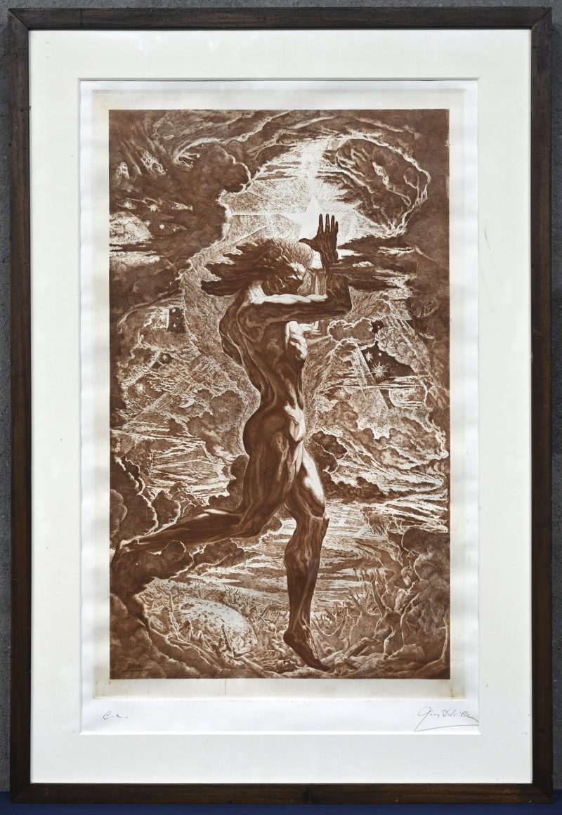 “Prometheus”. Een gravure. Gesigneerd buiten de plaat. Binnen de plaat gedateerd 1907.