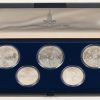 “Olympische spelen Moskou 1980. Een collectie zilveren munten in 4 etuis. 11 van 10 roebel, 10 van 5 roebel.