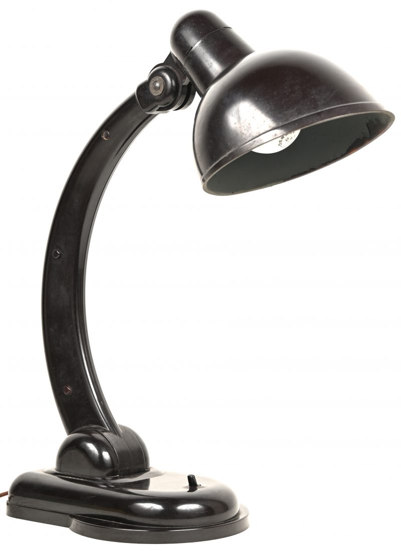 Een vintage, bakelieten bureaulamp, 1930’s model “Sigma”, door Christian Dell voor Heinrich Römmler AG.