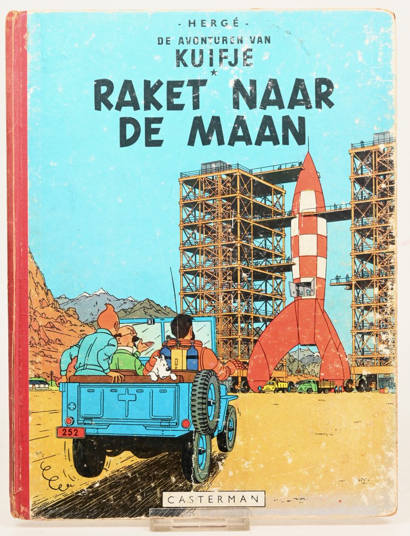 “Raket naar de maan”. Hard cover. Ed. Casterman 1956. Herdruk A56’’. Zeer goede staat.