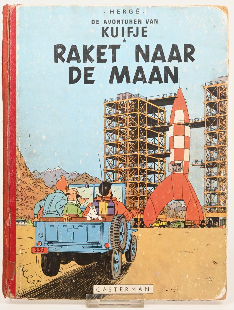 “Raket naar de maan”. Hard cover. Ed. Casterman 1953 (A53). Redelijke staat, rug te herstellen, eerste druk.