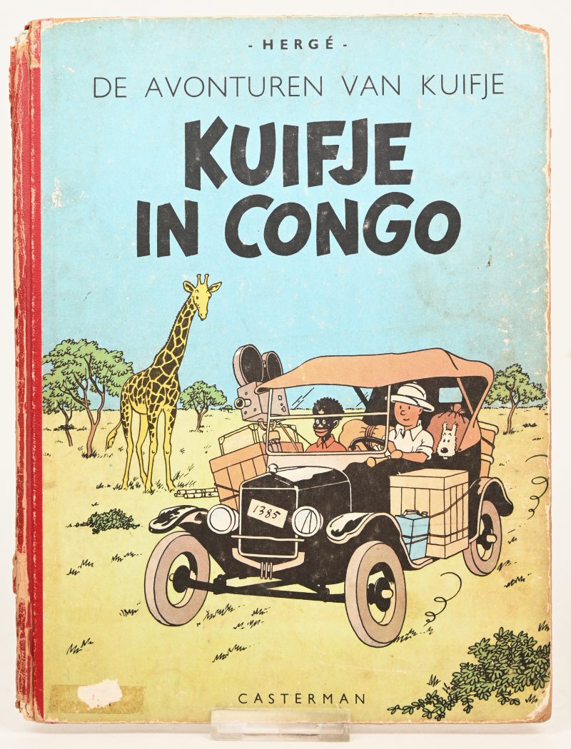 “Kuifje in Congo.”. Hard cover. Ed. Casterman 1951 (A51). Matige, sletige staat, hoek beschadigd.