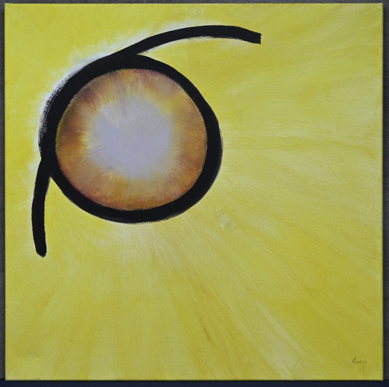 “The sun” Olieverf op doek. Op de verso gesigneerd en gedateerd 12-06-2019.