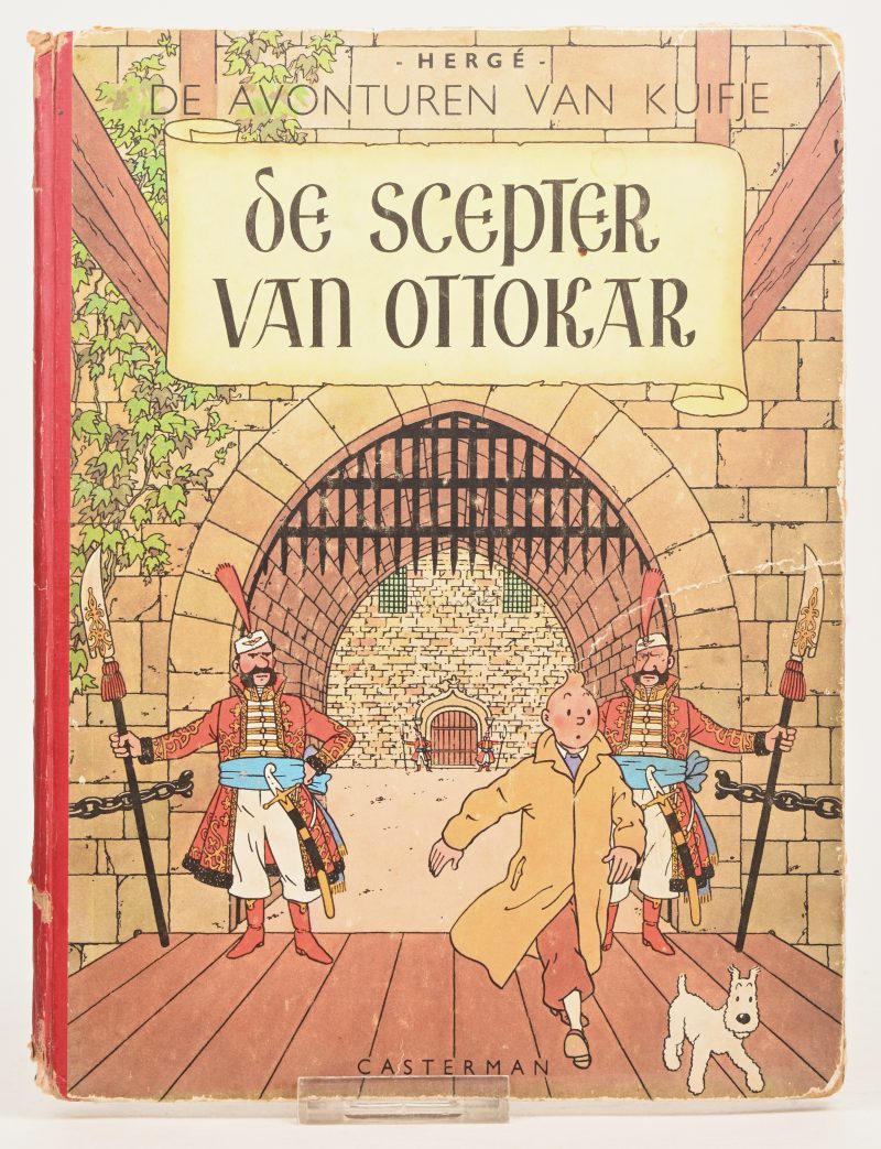 “De Scepter van Ottokar”. Hardcover A53, hoogte perkament 69 mm. Ed. Casterman 1953. Goede staat, lichte slijtage.