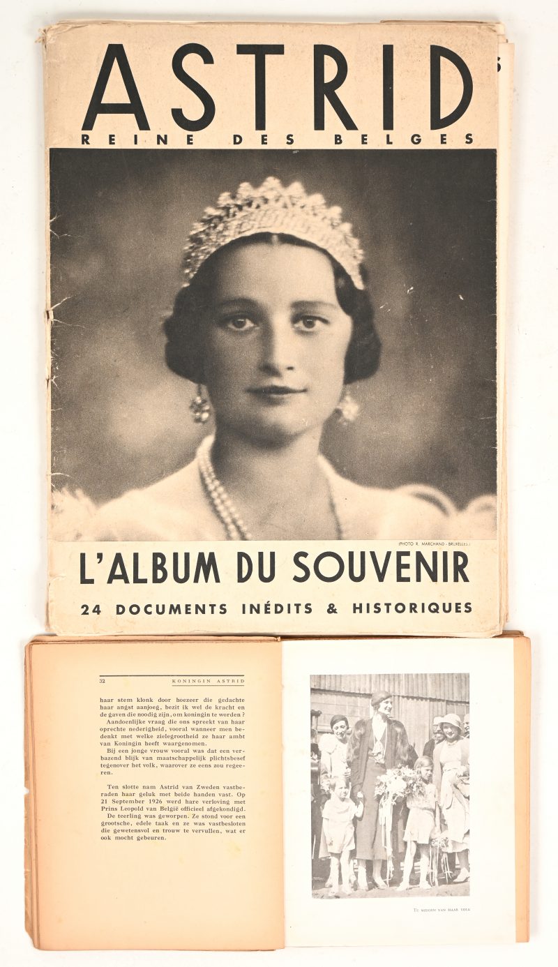 Een lot met boekje van Koningin Astrid en fotoalbum, gedateerd 1935.
