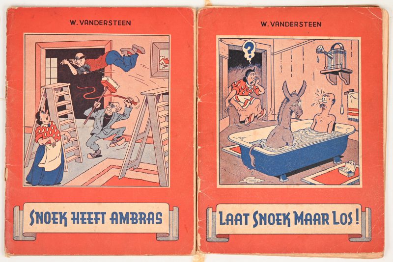 “Laat Snoek Maar Los.” & “Snoek Heeft Ambras.” resp. Tweede en eerste druk. Twee stripalbums.