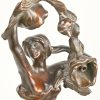 “Vrouw met bloemenkrans.” Bronze beeld als lampenvoet. Art Deco.