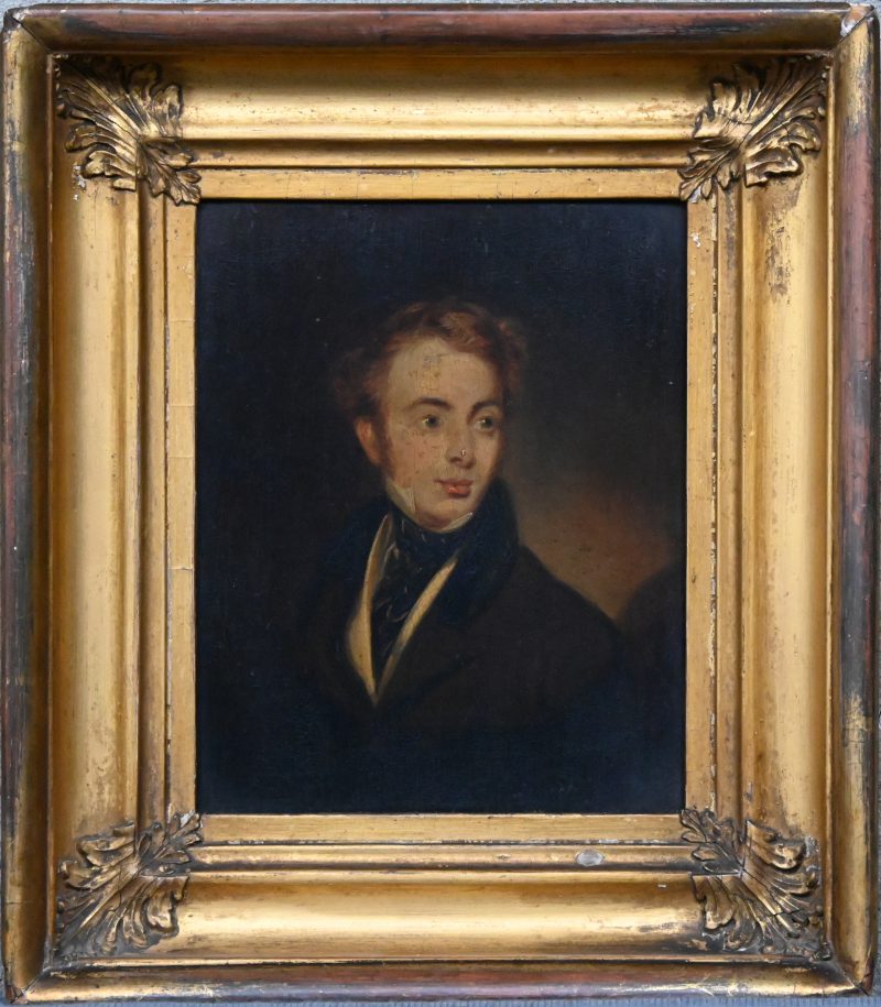 “Portret van een jongeman met een bontkraag”. Olieverf op paneel. Engelse School, begin XIXde eeuw.