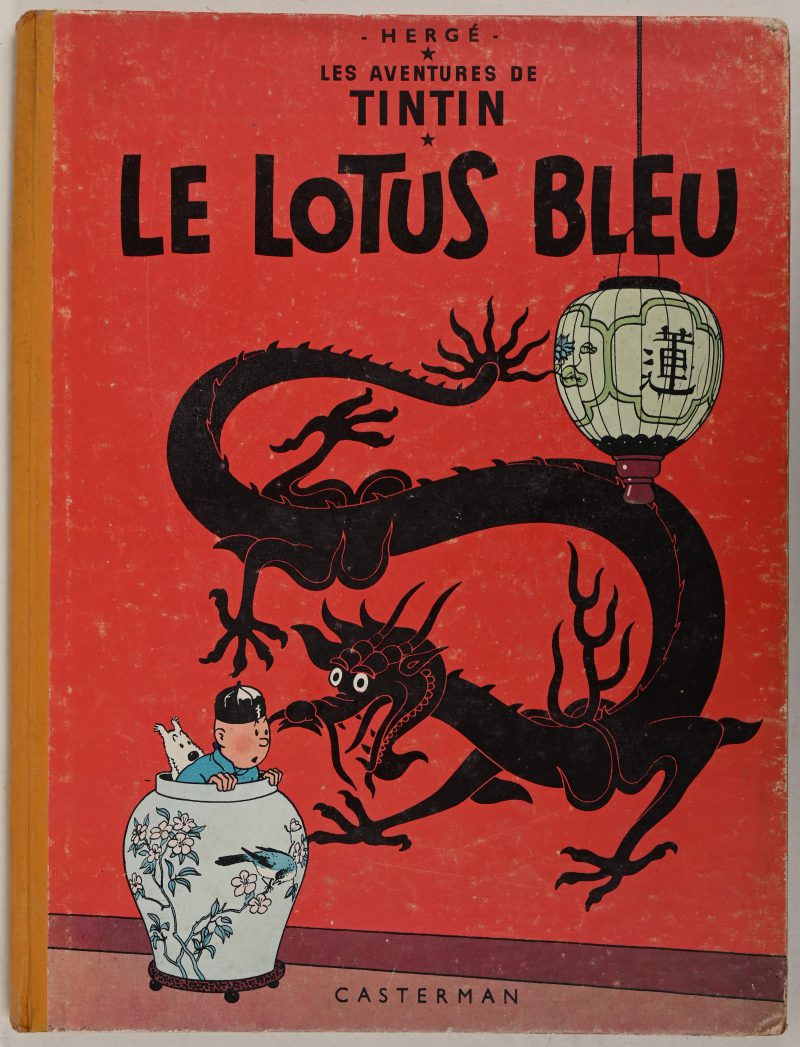 Les Avontures de Tintin. “Le Lotus Bleu”. Hard cover. Ed. Casterman 1954. Uitstekende staat.