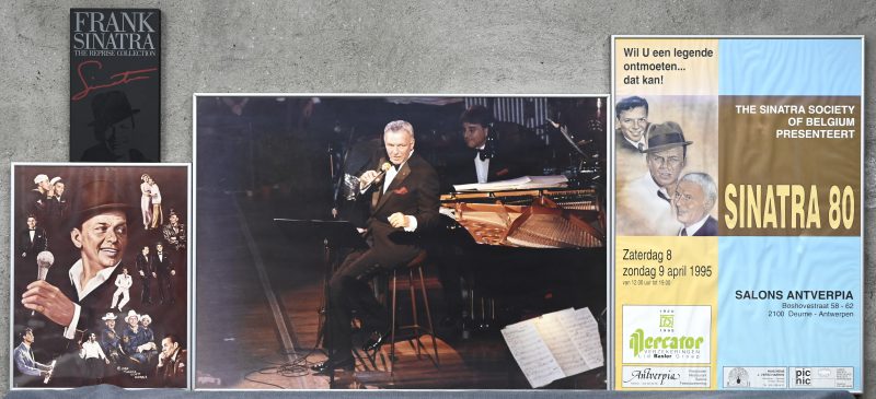 Een lot van 3 ingekaderde posters mbt “The Sinatra society of Belgium”. En bijgevoegd een CD boek getiteld “Frank Sinatra, the reprise collection.”
