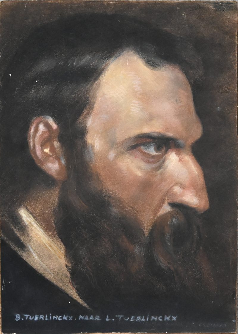 “Mannenportret.” Pastel op papier. ‘B. Tuerlinckx naar L. Tuerlinckx.’ Gesigneerd.