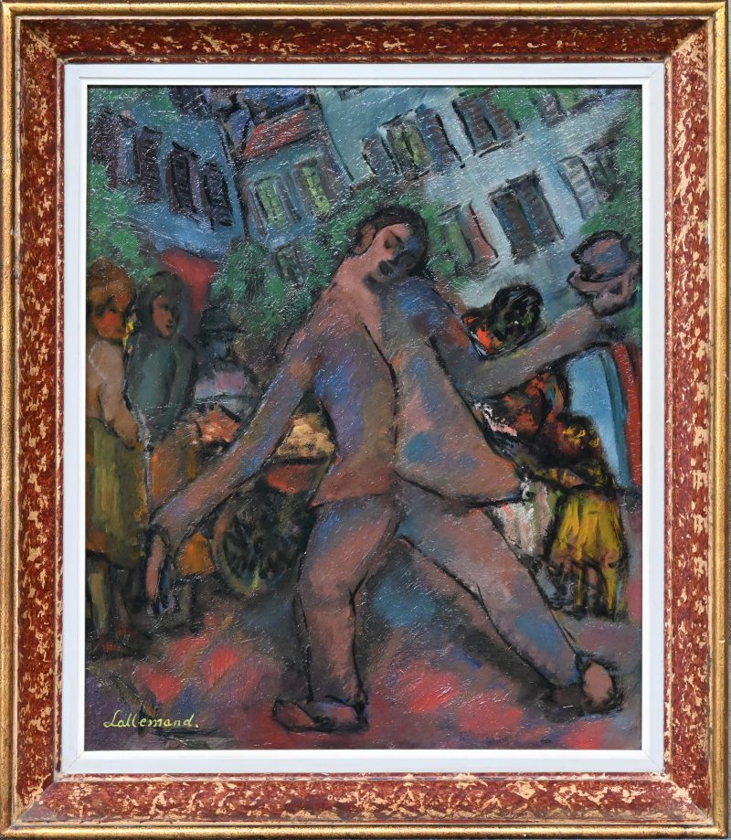 Een schilderij , olie op paneel getekend Lallemand 1960 , getiteld Le Soulard .