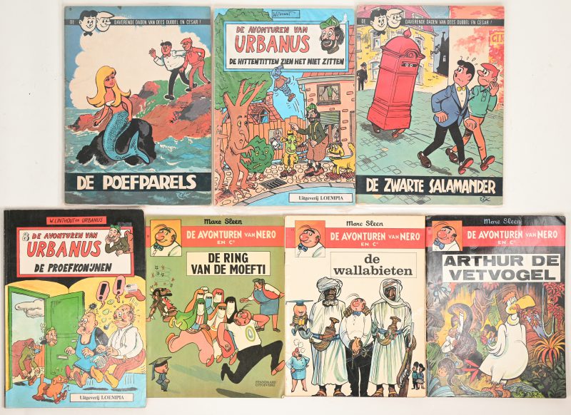Een lot van 7 strips, bestaande uit Nero, en eerste drukken van Dees Dubbel en Cesar, Urbanus.