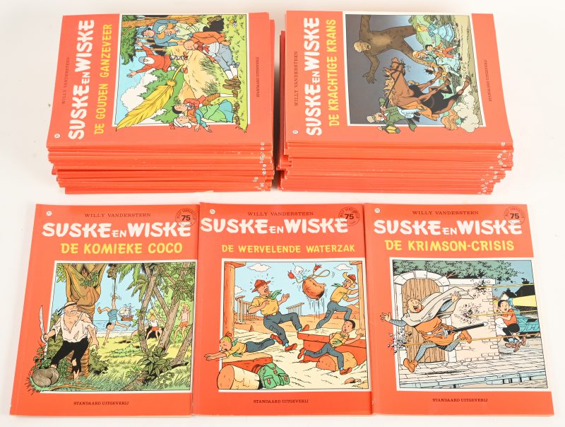 Suske en Wiske. Rode reeks. Standaard Uitgeverij tussen 1973 en 1983.  Nummers 145-151, 154-155, 155-163, 163-164, 164-174, 174-187, 189, 190-193. 50 stuks in redelijke tot goede staat.