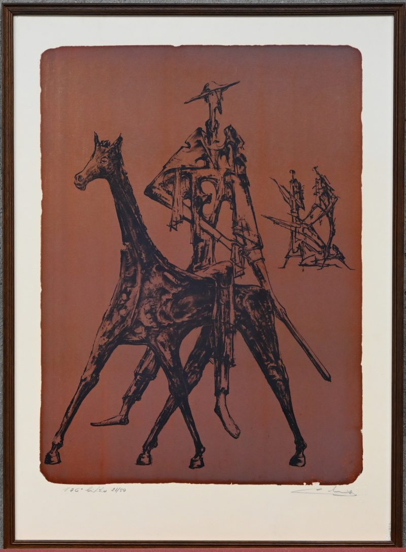 “Don Quichot” Litho, genummerd 21/50. Gesigneerd buiten de plaat.