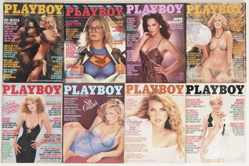 Een lot van 8 vintage Playboy magazines, jaargang 1981.