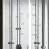 Een moderne RVS contrabarometer met bol glazen front. Thermometer en haarhygrometer. Model K033.519, door Dingens Barometers, made in Belgium.