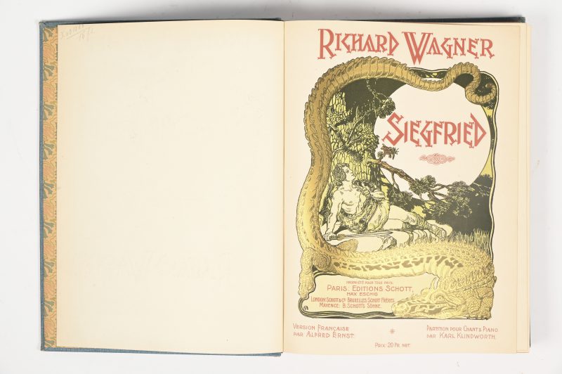 “Siegfried”. Een opera partiturenboek uit Richard Wagner’s tetralogie “Der Ring des Nibelungen”. Circa 1900.