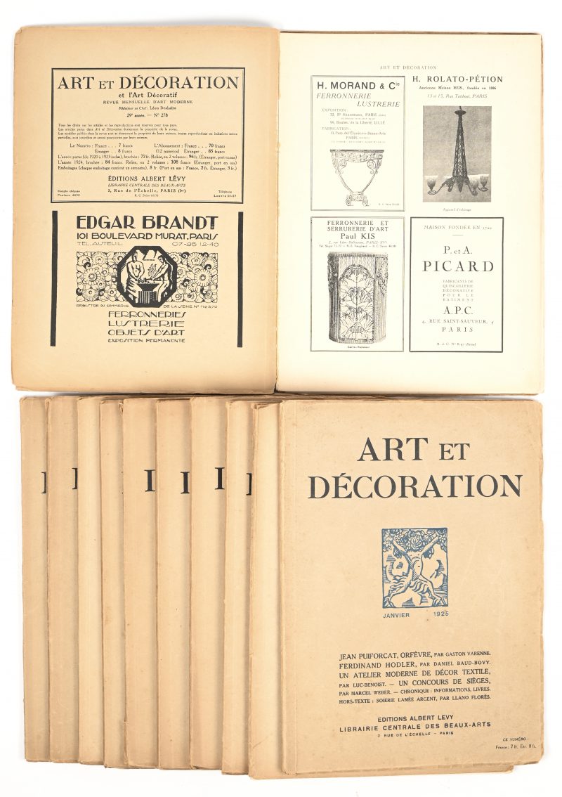 “Art et Décoration”. Een lot van 11 stuks jaaruitgaven, Novembert maand manco. Thema Art Deco.