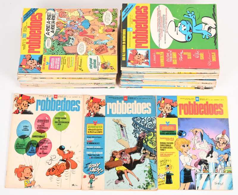 Een lot van 87 vintage Robbedoes weekblad magazines. nr 1962-2049. Periode ‘75-’77.