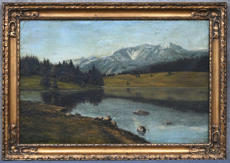 Berglandschap met een meer, olieverf op doek uit 1929.