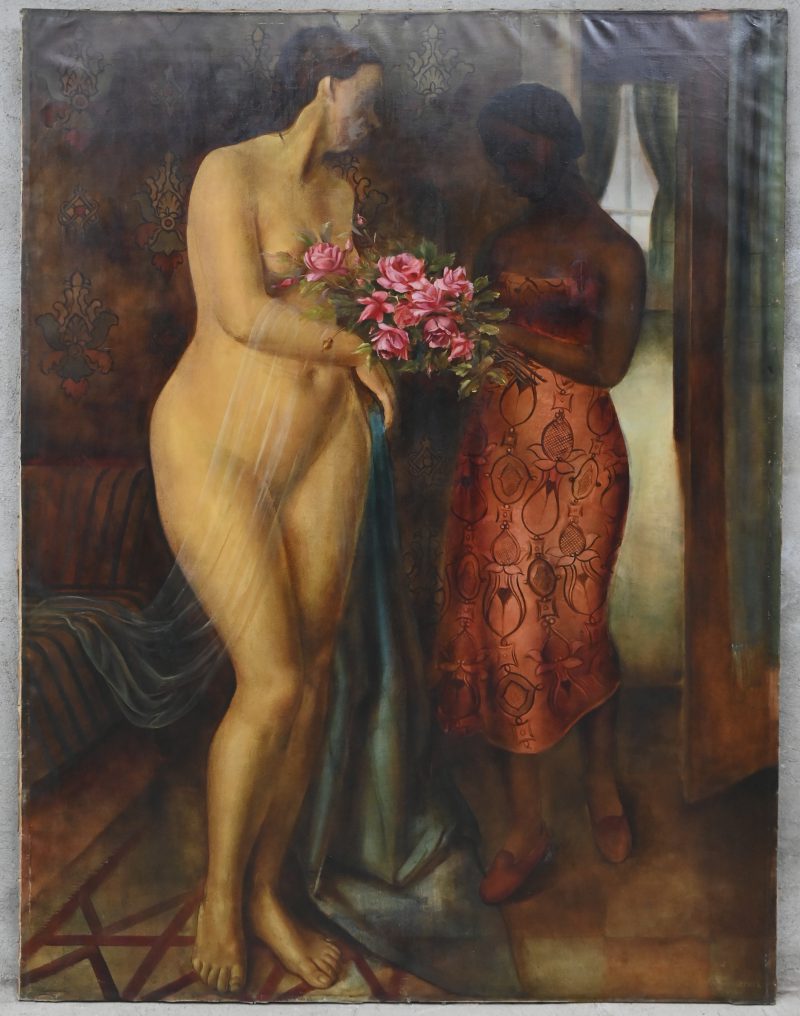 “Indo-naakt”. Een schilderij, olieverf op doek. Gesigneerd “Jan Imberechts”, gedateerd 1934.