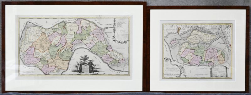 “De Schelde”. Een paar landkaartlitho’s met thema Nederlandse Schelde eilanden medio 18e eeuw.