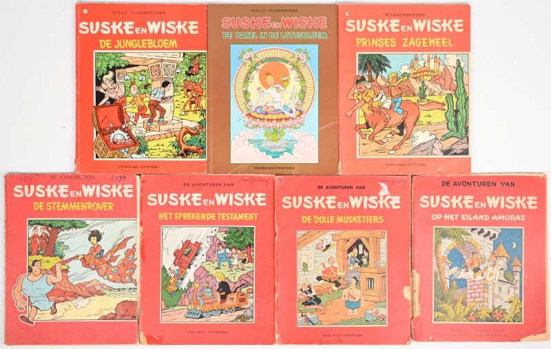 Een lot van 7 strips, Suske en Wiske, rode reeks.