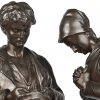 “L’Angelus”. Gepatineerd bronzen groep. Gesigneerd Henri Giraud.