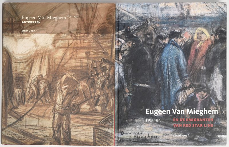 Een lot van 2 kunstboeken, bestaande uit “Eugeen van Mieghem, Antwerpen” en “Eugeen van Mieghem, Emigranten van de Red Star Line”.