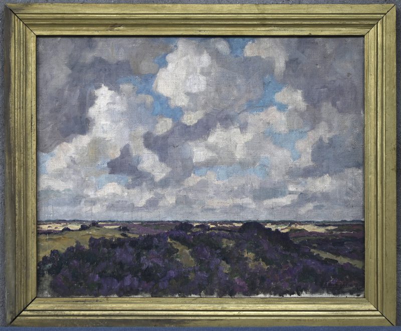 “Kalmthoutse Heide”. Een schilderij, olieverf op doek. Onderaan gesigneerd en gedateerd 1925.