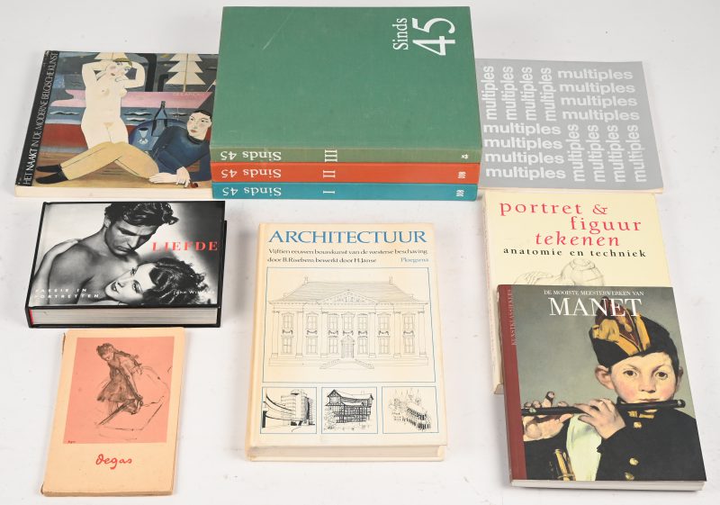 Een lot van 9 kunstboeken met diverse thema’s; Sinds ‘45, Degas, Manet, Naakt, architectuur.