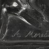 ‘Broer en zus’, een bronzen beeld op marmeren sokkel van een jongen die zijn zusje draagt, naar Moreau.