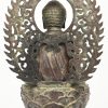 “Boeddha zittend op een lotustroon”. Een bronzen beeld. Onderaan gemerkt.