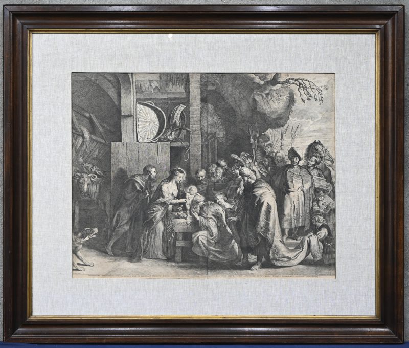 ‘Aanbidding door de koningen’, een gravure naar P.P. Rubens, Lucas Vostermans sculp. et excud.
