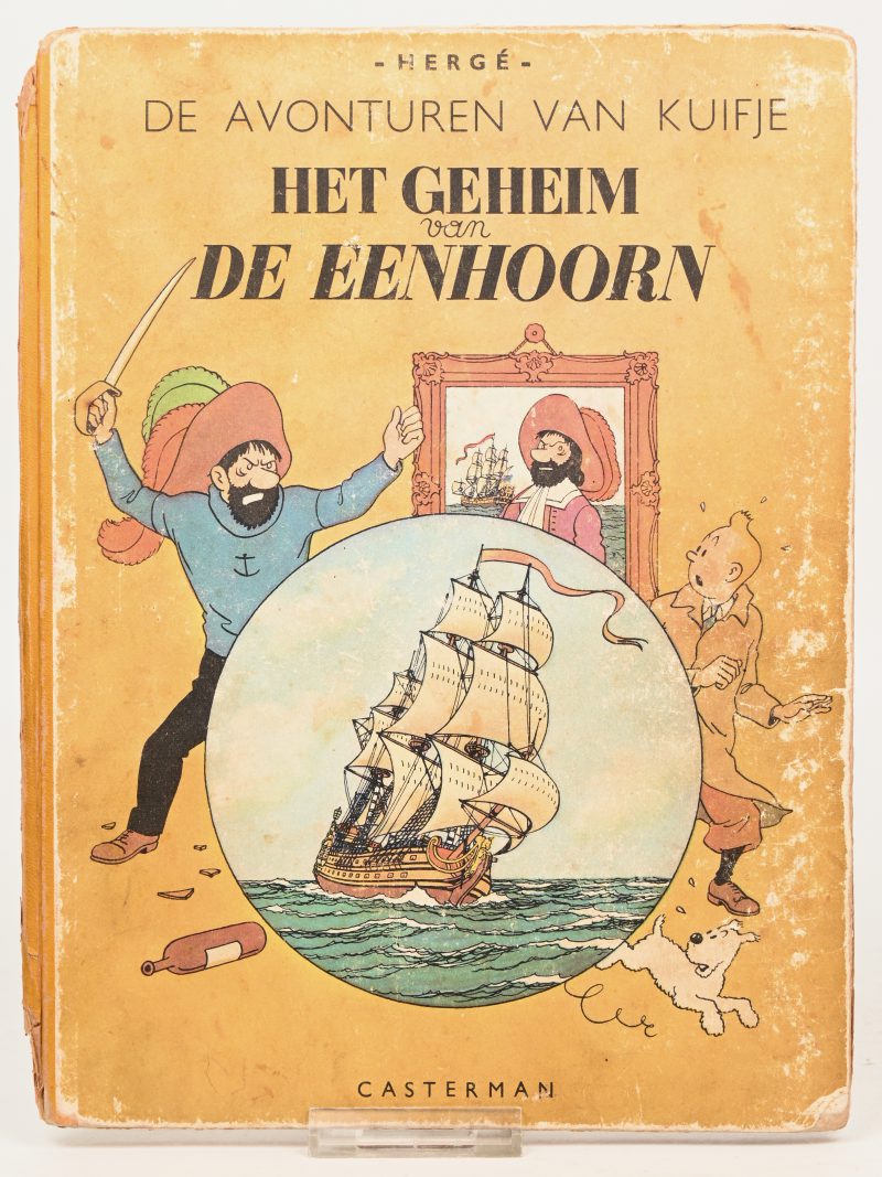 “Het Geheim van de Eenhoorn.”. Hard cover. Ed. Casterman 1946 (A46). Redelijke staat, oorlogspapier, te restaureren, zeldzaam.