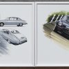Een lot van 5 kaders met posters van auto’s, 3 x Jaguar en 2 x Daimler.