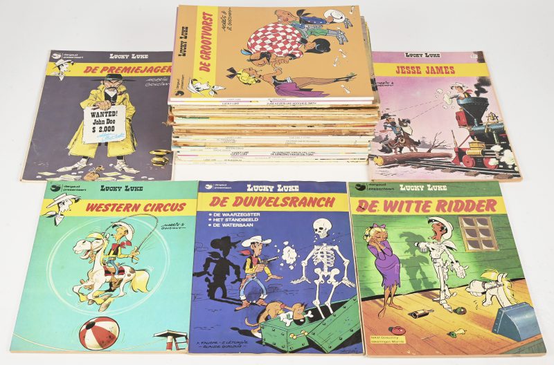 Een lot van 35 Lucky Luke’s waaronder een reeks uit de jaren 60.