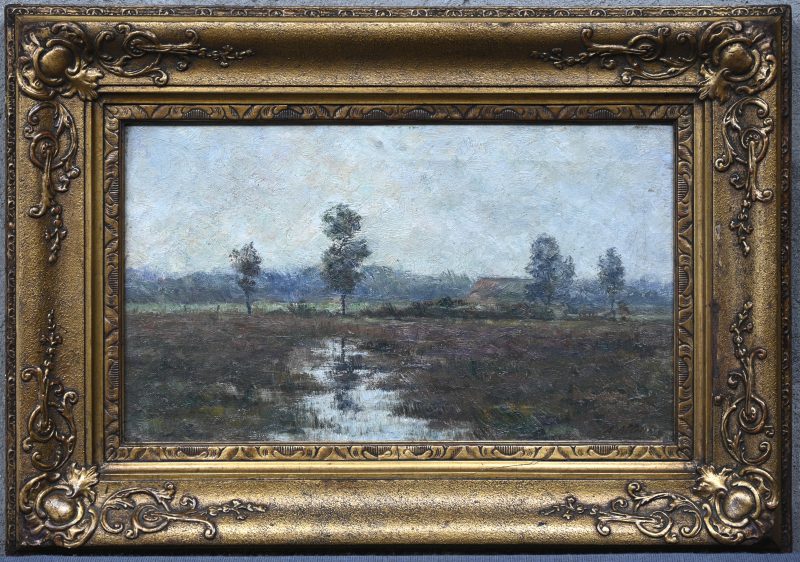 “Landschap met 4 bomen”. Olieverf op doek. Gesigneerd A. Allaerts.