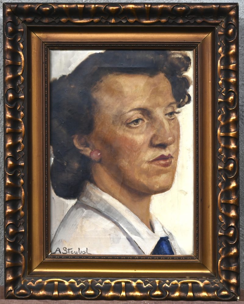 Een portret, olieverf op doek, getekend A. Strybol, ca 1950
