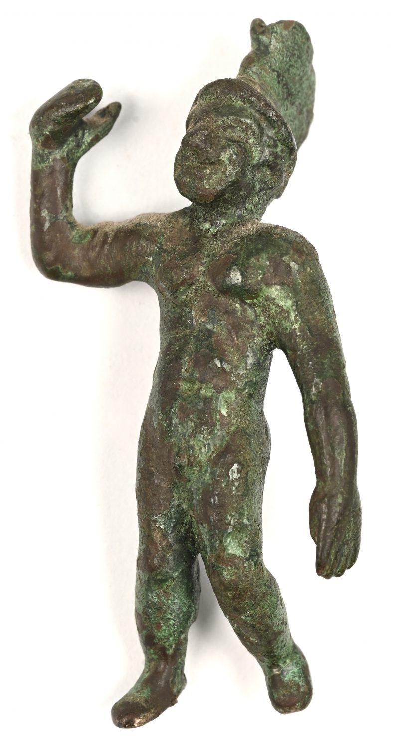 Een Oud-Romeins bronzen beeldje met vermoedelijke afbeelding van de godheid Mars.