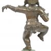 Een bronzen beeldje van een Indische danser op een sokkel met lotusbloem.
