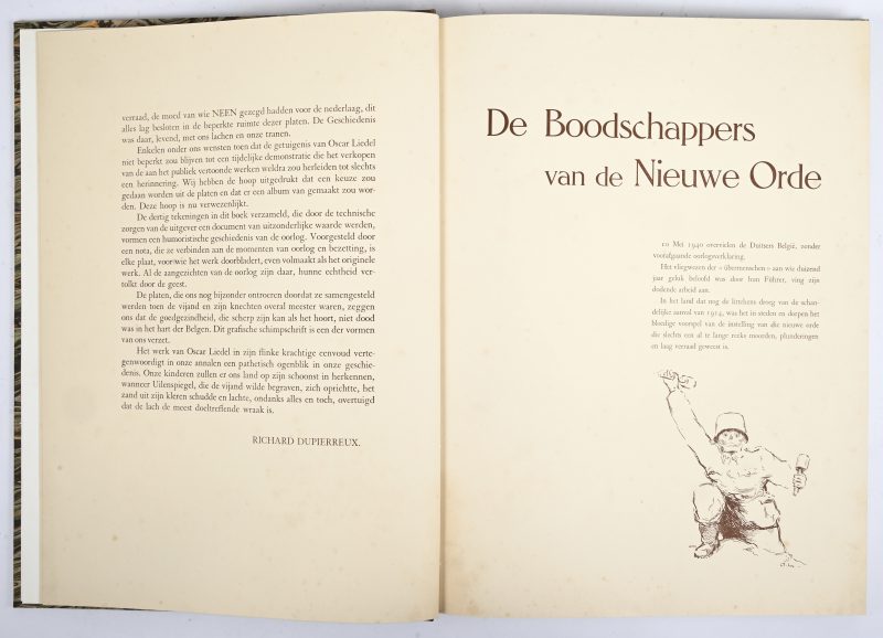 ‘Oorlog en bezetting, gezien door Oscar Liedel. Een Nederlandse luxe uitgave op 152/500 met kleurafdrukken van aquarellen, gesigneerd door de auteur.