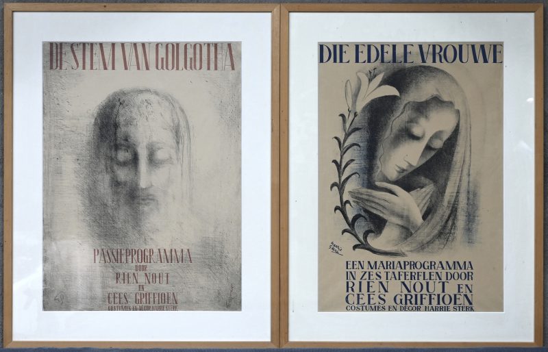 “Die edele vrouw” & “De stem van Golgotha”. Twee gesigneerde affiches van Harrie Sterk.