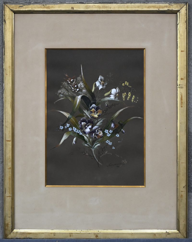 ‘Floralia’, olie op papier, gesigneerd J. Bommers en gedateerd 1880.