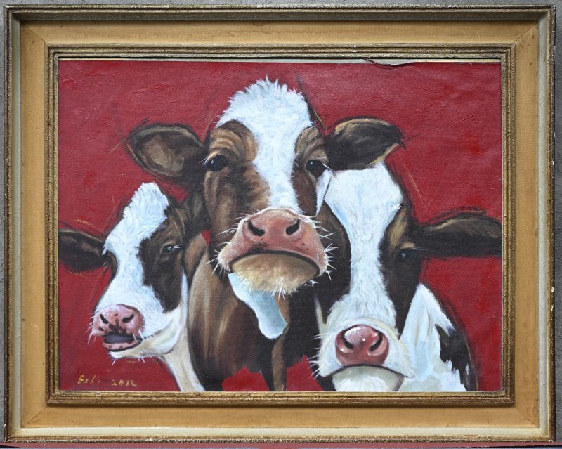 “Les trois vaches”. Een schilderij, olieverf op doek.