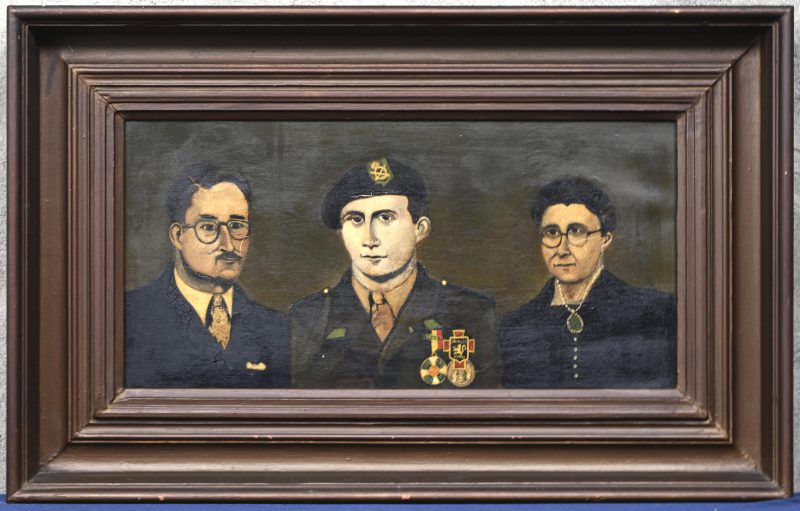 “De Rijdende Artillerist en zijn ouders”. Een schilderij, olieverf op doek.