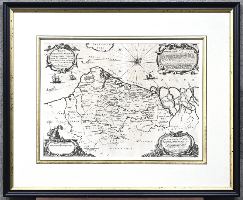 “Nova Antquae Flandria.” Kaart van Vlaanderen door ‘D. Auberto Mireo’. 18de eeuws.