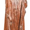 Een 19e eeuws massief eikenhouten Mariabeeld afkomstig uit een klooster. Het beeld is op meerdere plaatsen gebarsten.